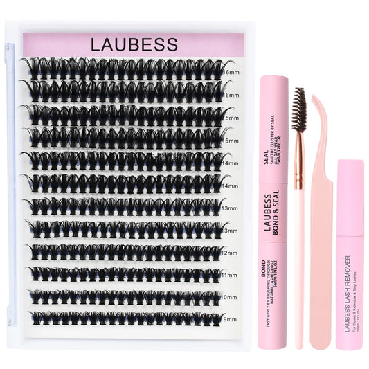 Cluster Lashes 240pcs 40D DIY Eyelash Extension D Curl Long Individual Lashes Mixed Tray Faux Mink Lash Clusters Extensions 0.07 0.10 Black (40D-0.07D-9-16mm) (Choose Sold by LAUBESS Lashes)